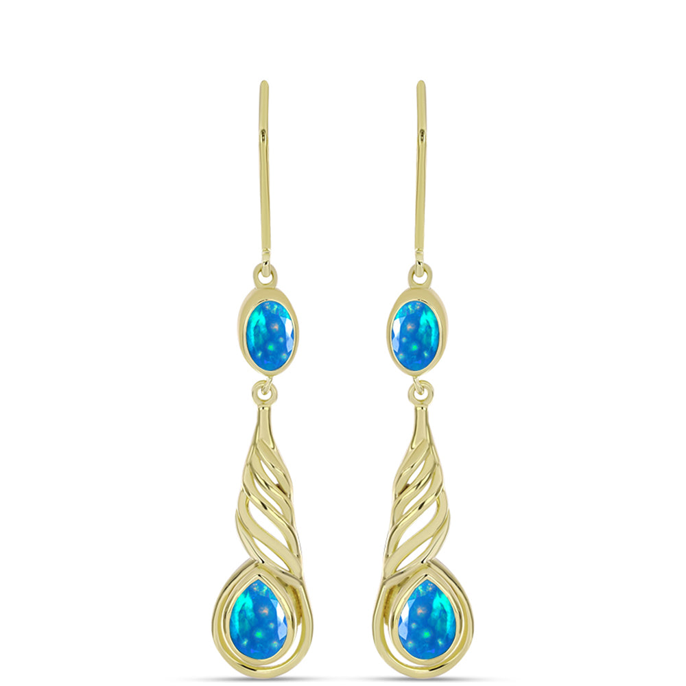 Cercei din Argint 925 Placat cu Aur ( 4.72 grame ) cu Opal Etiopian ”Paradis” 1.41 Carate