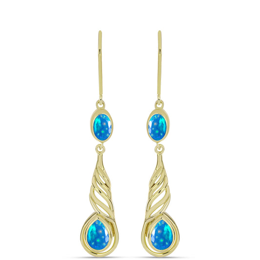 Cercei din Argint 925 Placat cu Aur ( 4.72 grame ) cu Opal Etiopian ”Paradis” 1.41 Carate