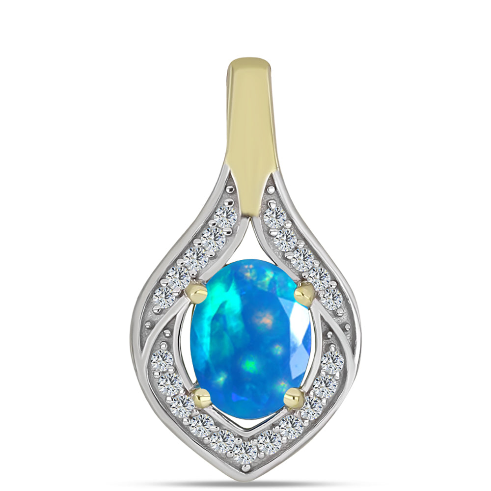 Pandantiv din Argint 925 Placat cu Aur ( 1.42 grame ) cu Opal Etiopian ”Paradis” și Topaz Alb 0.91 Carate 1 
