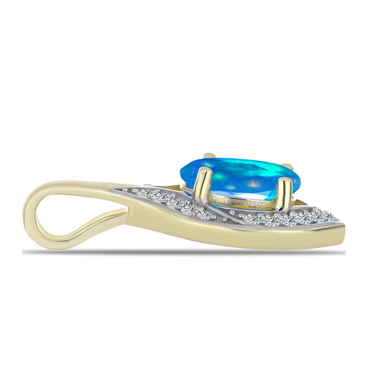 Pandantiv din Argint 925 Placat cu Aur ( 1.42 grame ) cu Opal Etiopian ”Paradis” și Topaz Alb 0.91 Carate