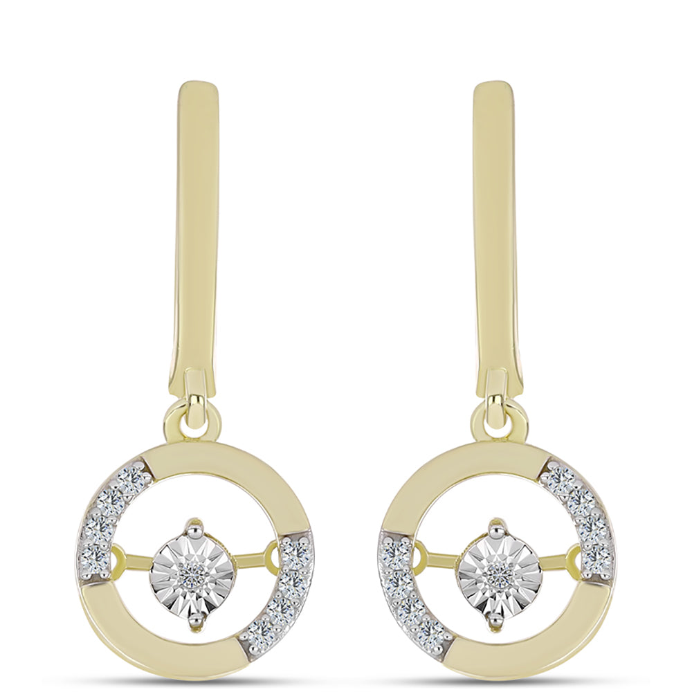 Cercei din Argint 925 Placat cu Aur ( 4.81 grame ) cu Diamant Alb și Topaz Alb 0.16 Carate