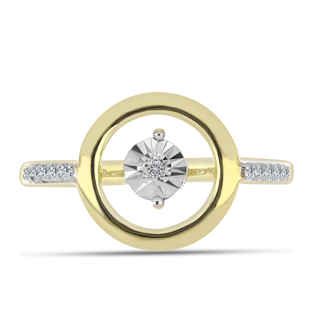 Inel din Argint 925 Placat cu Aur ( 2.83 grame ) cu Diamant Alb și Topaz Alb 0.1 Carate