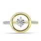 Inel din Argint 925 Placat cu Aur ( 2.83 grame ) cu Diamant Alb și Topaz Alb 0.1 Carate
