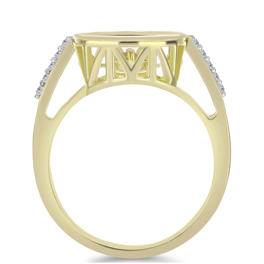 Inel din Argint 925 Placat cu Aur ( 2.83 grame ) cu Diamant Alb și Topaz Alb 0.1 Carate
