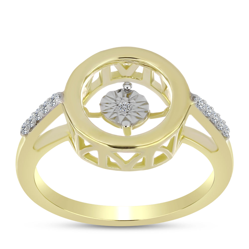 Inel din Argint 925 Placat cu Aur ( 2.83 grame ) cu Diamant Alb și Topaz Alb 0.1 Carate
