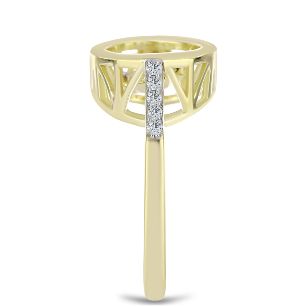 Inel din Argint 925 Placat cu Aur ( 2.83 grame ) cu Diamant Alb și Topaz Alb 0.1 Carate 4 