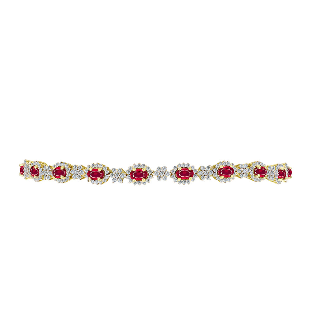 Brățară din Argint 925 Placat cu Aur ( 7.81 grame ) cu Rubin Malagasy și Topaz Alb 5.06 Carate 2 