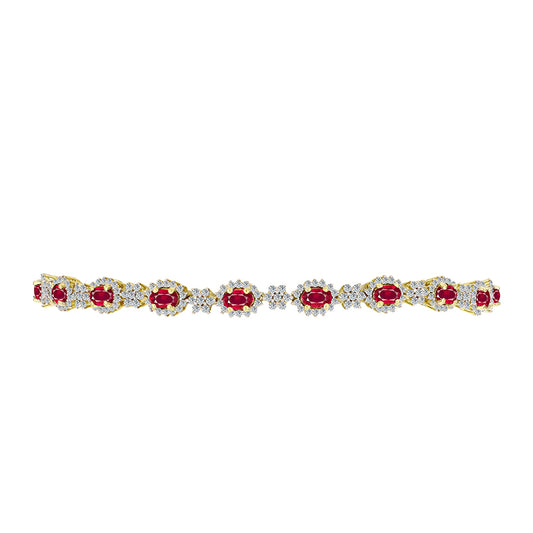 Brățară din Argint 925 Placat cu Aur ( 7.81 grame ) cu Rubin Malagasy și Topaz Alb 5.06 Carate