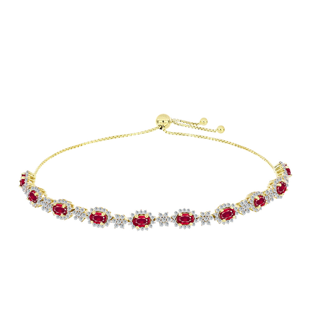 Brățară din Argint 925 Placat cu Aur ( 7.81 grame ) cu Rubin Malagasy și Topaz Alb 5.06 Carate 1 