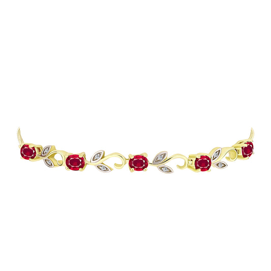 Brățară din Argint 925 Placat cu Aur ( 5.05 grame ) cu Rubin Malagasy și Topaz Alb 2.69 Carate