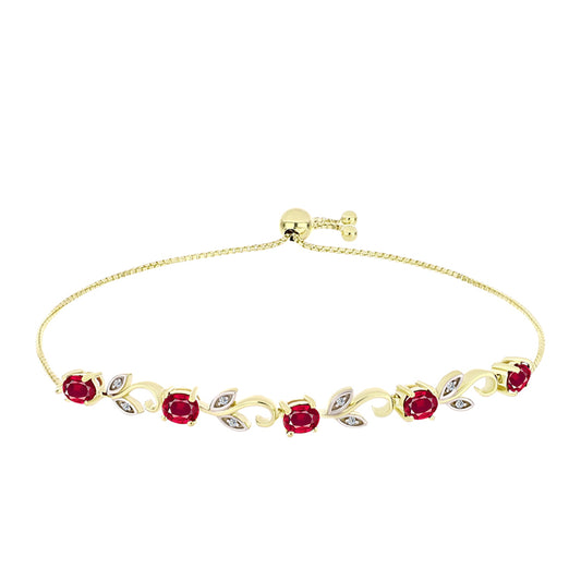 Brățară din Argint 925 Placat cu Aur ( 5.05 grame ) cu Rubin Malagasy și Topaz Alb 2.69 Carate