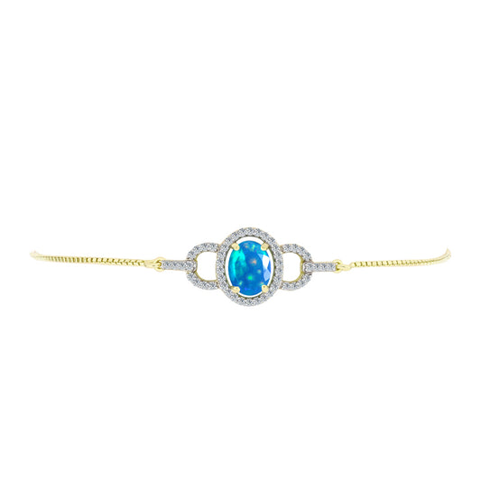 Brățară din Argint 925 Placat cu Aur ( 3.9 grame ) cu Opal Etiopian ”Paradis” și Topaz Alb 1.54 Carate