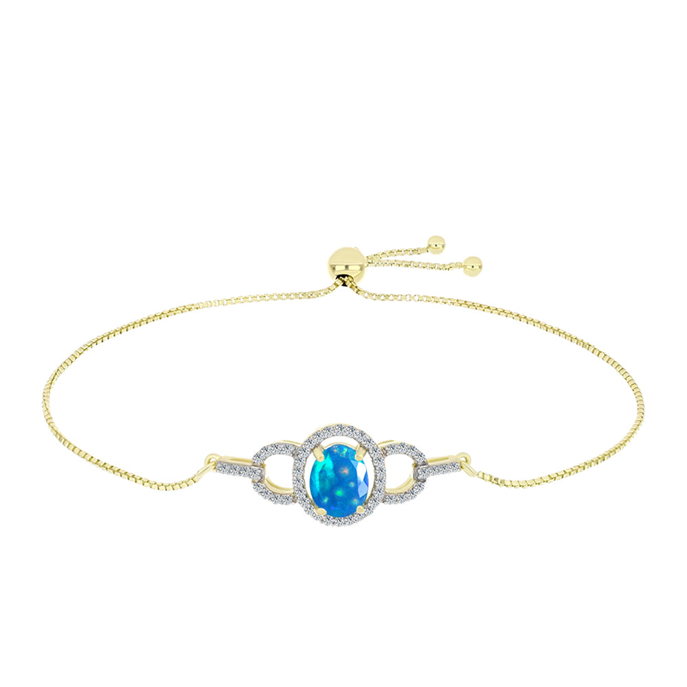 Brățară din Argint 925 Placat cu Aur ( 3.9 grame ) cu Opal Etiopian ”Paradis” și Topaz Alb 1.54 Carate