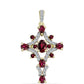 Cruce Pandantiv din Argint 925 Placat cu Aur ( 2.67 grame ) cu Granat Rodolit și Topaz Alb 2.26 Carate