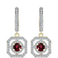Cercei din Argint 925 Placat cu Aur ( 4 grame ) cu Granat Rodolit și Topaz Alb 1.32 Carate