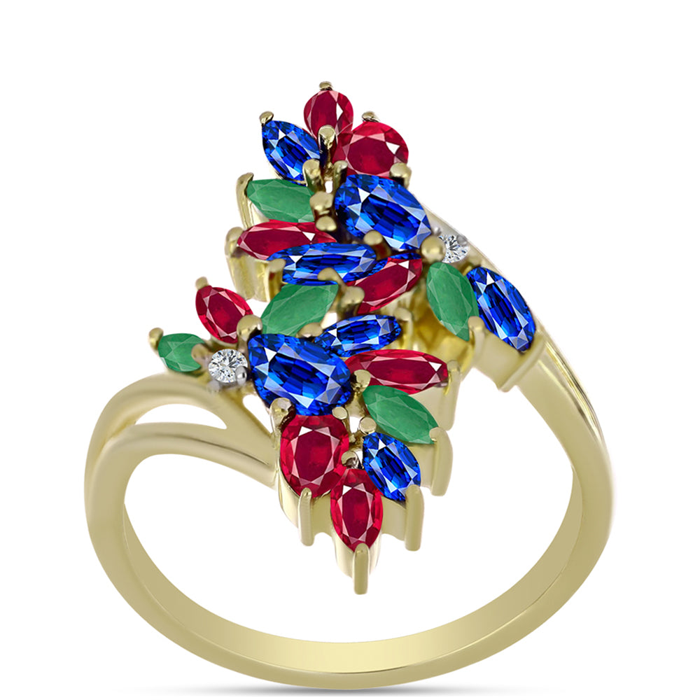 Inel din Argint 925 Placat cu Aur ( 3.82 grame ) cu Rubin Malagasy și Safir Albastru Australian 2.75 Carate 3 