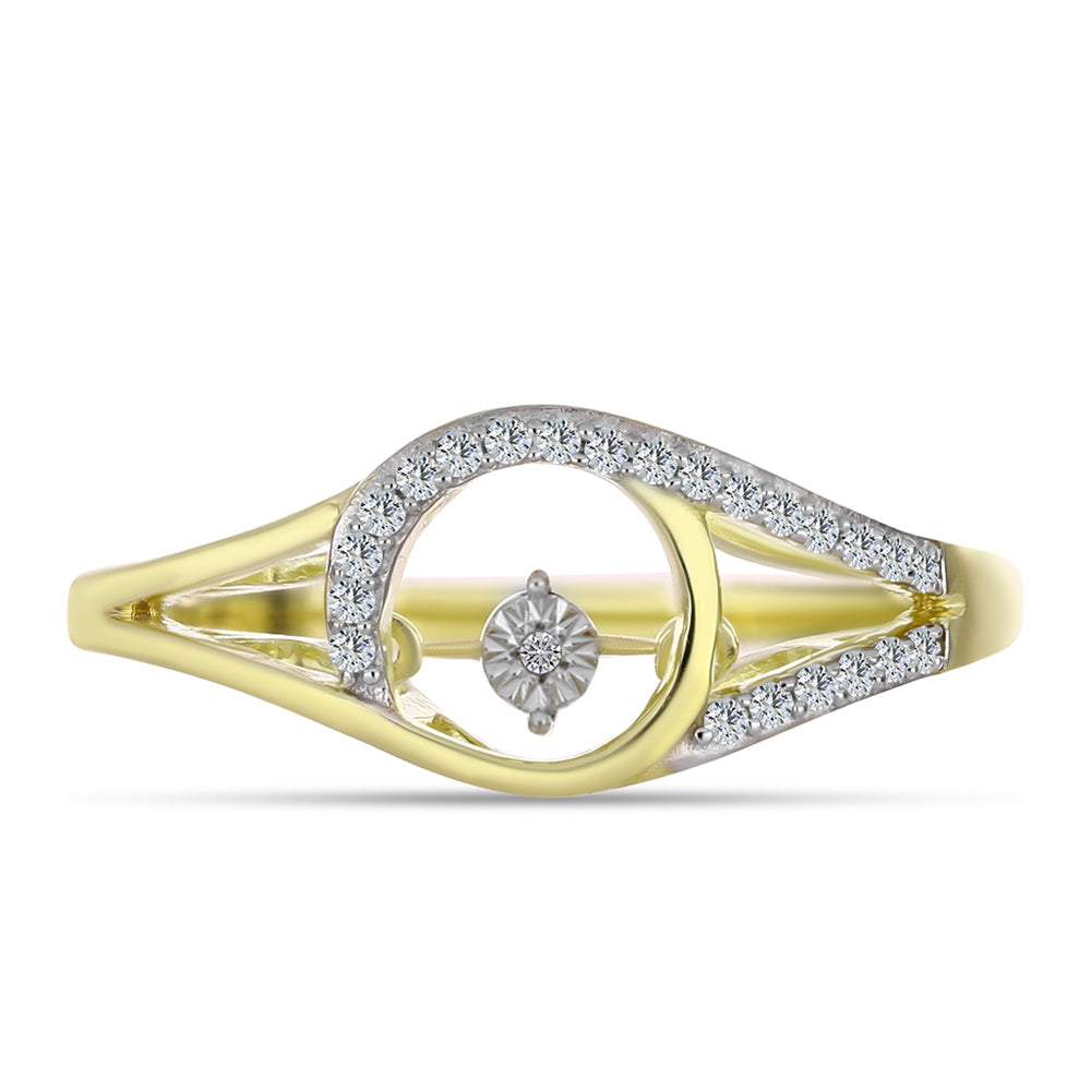 Inel din Argint 925 Placat cu Aur ( 3.18 grame ) cu Diamant Alb și Topaz Alb 0.17 Carate 1 