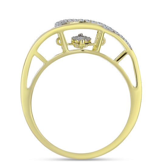 Inel din Argint 925 Placat cu Aur ( 3.18 grame ) cu Diamant Alb și Topaz Alb 0.17 Carate