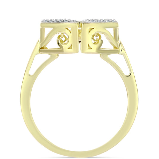 Inel din Argint 925 Placat cu Aur ( 4.32 grame ) cu Diamant Alb și Topaz Alb 0.19 Carate