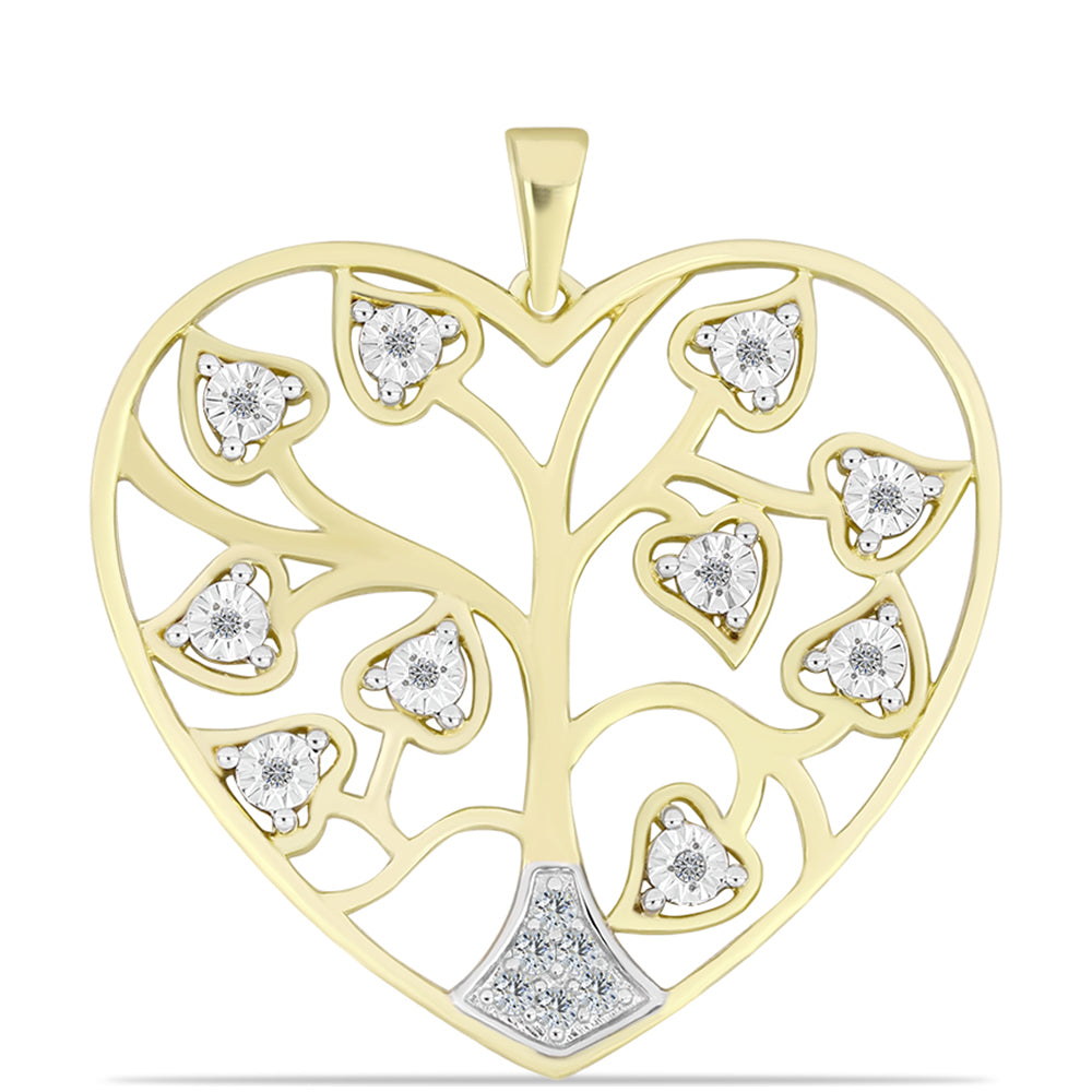 Pandantiv din Argint 925 Placat cu Aur ( 4.44 grame ) cu Diamant Alb și Topaz Alb 0.16 Carate