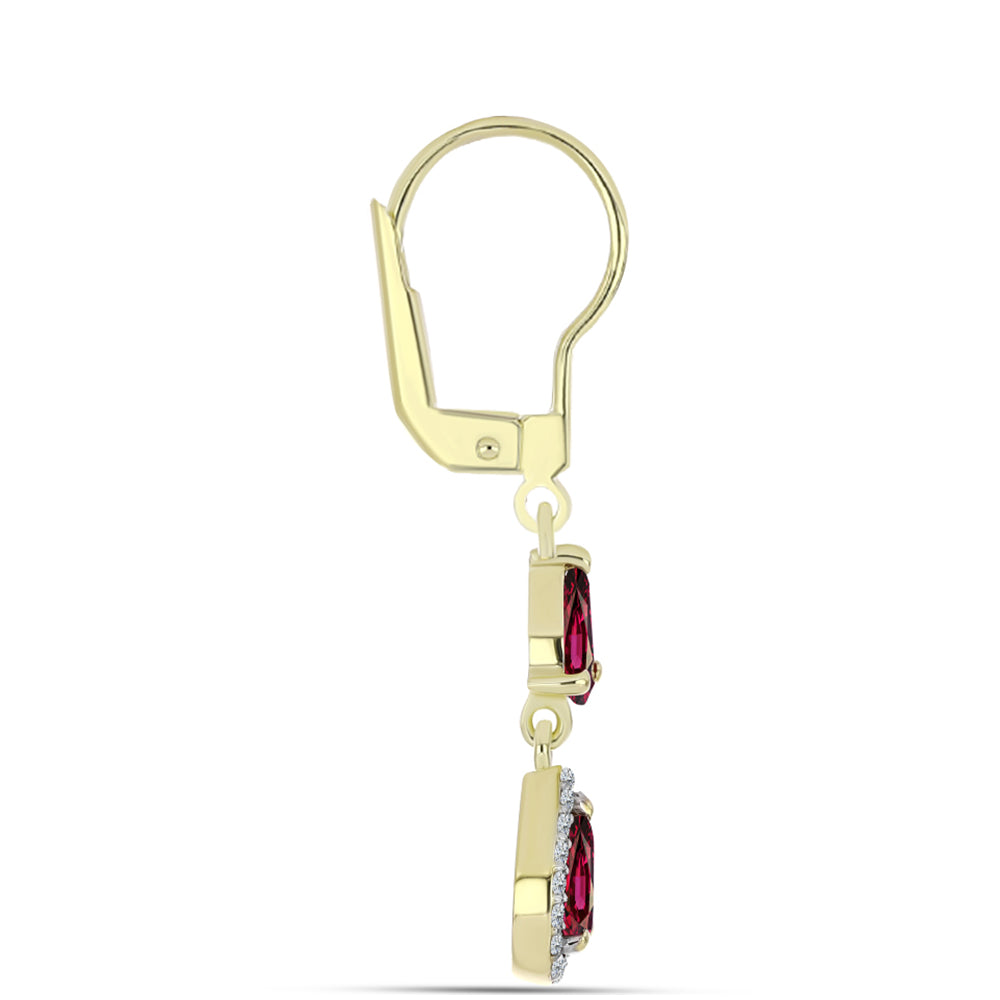 Cercei din Argint 925 Placat cu Aur ( 2.17 grame ) cu Granat Rodolit și Topaz Alb 2.16 Carate