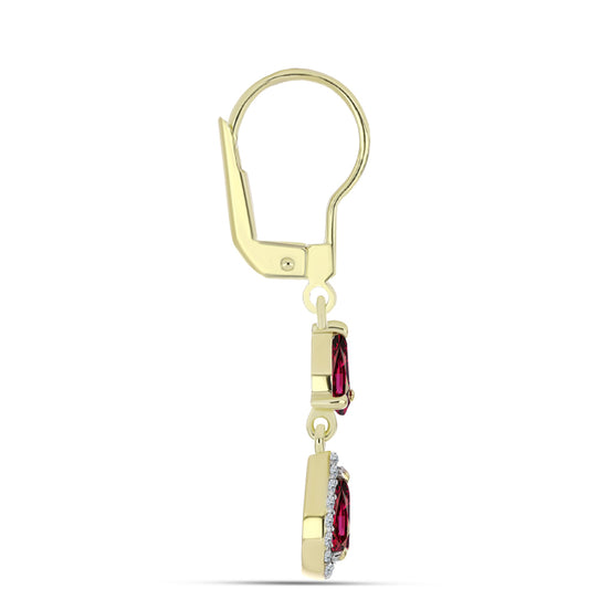 Cercei din Argint 925 Placat cu Aur ( 2.17 grame ) cu Granat Rodolit și Topaz Alb 2.16 Carate