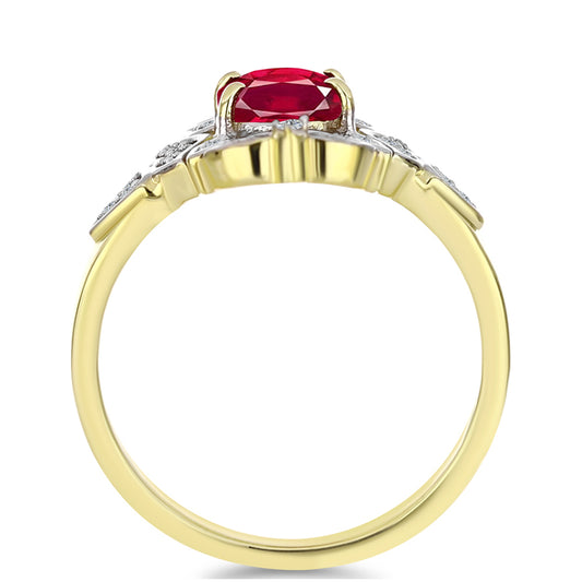 Inel din Argint 925 Placat cu Aur ( 5.21 grame ) cu Rubin Malagasy și Topaz Alb 2.58 Carate