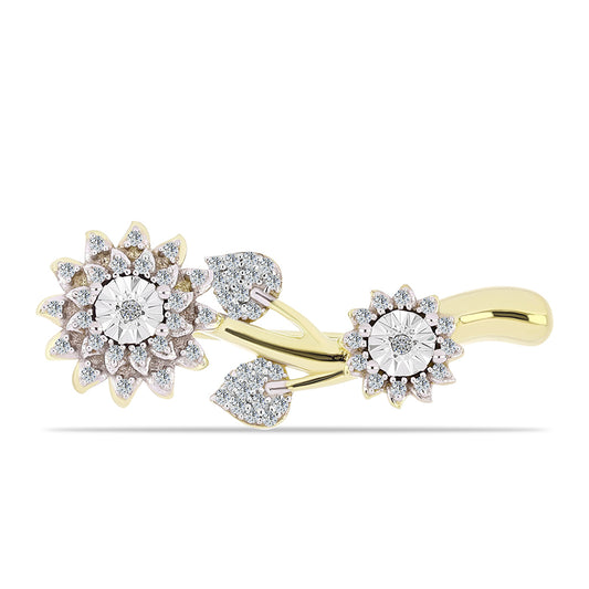 Broşă din Argint 925 Placat cu Aur ( 4.54 grame ) cu Diamant Alb și Topaz Alb 0.38 Carate
