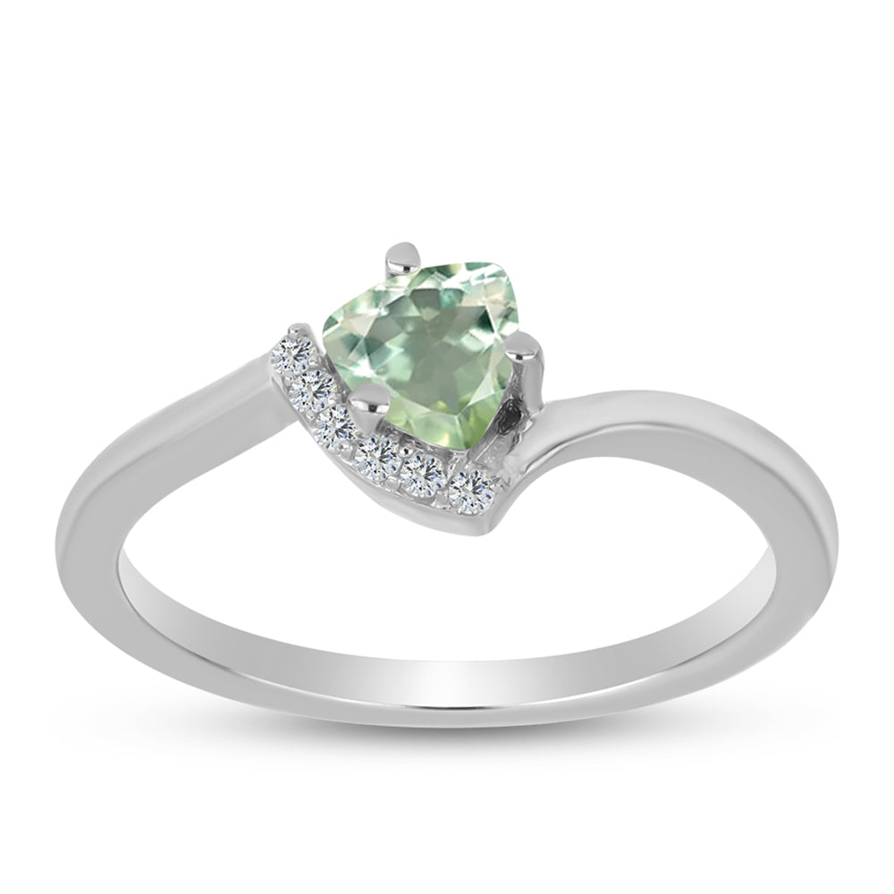 Inel din Argint 925 ( 1.94 grame ) cu Ametist Verde și Topaz Alb 0.47 Carate 3 
