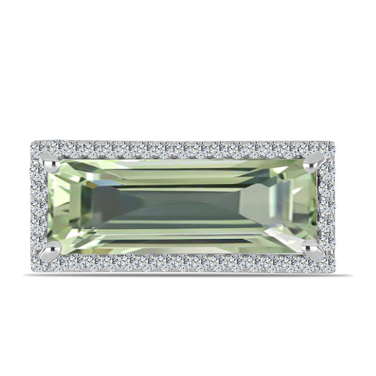 Inel din Argint 925 ( 3.49 grame ) cu Ametist Verde și Topaz Alb 5.96 Carate