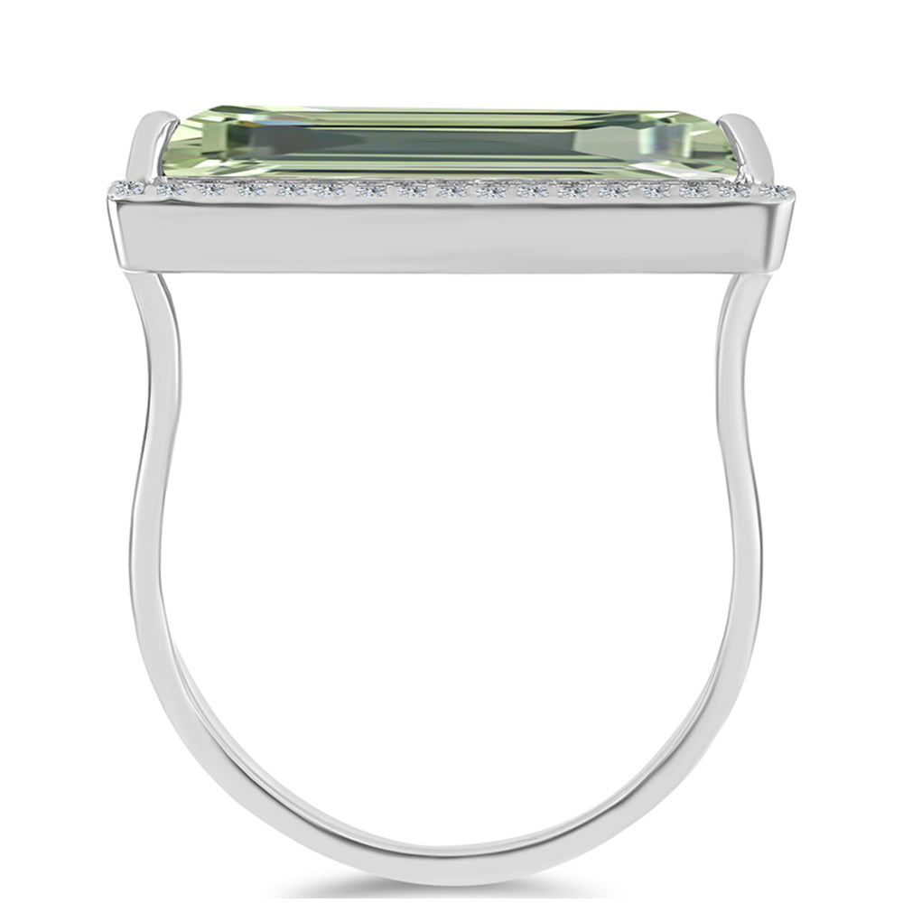 Inel din Argint 925 ( 3.49 grame ) cu Ametist Verde și Topaz Alb 5.96 Carate 2 