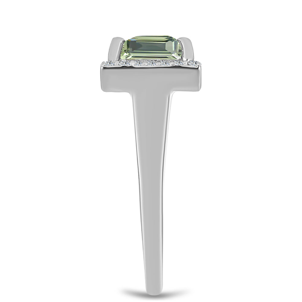 Inel din Argint 925 ( 3.49 grame ) cu Ametist Verde și Topaz Alb 5.96 Carate 4 