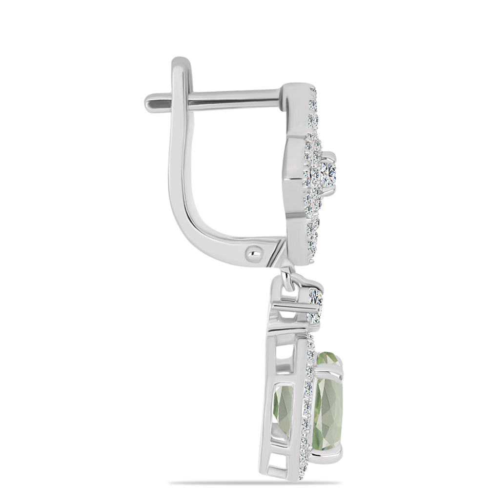 Cercei din Argint 925 ( 4.88 grame ) cu Ametist Verde și Topaz Alb 4.77 Carate