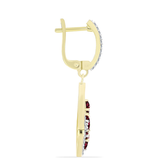 Cercei din Argint 925 Placat cu Aur ( 6.3 grame ) cu Granat Rodolit și Topaz Alb 2.77 Carate