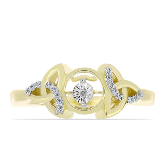 Inel din Argint 925 Placat cu Aur ( 3.78 grame ) cu Diamant Alb și Topaz Alb 0.1 Carate