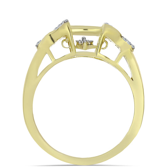 Inel din Argint 925 Placat cu Aur ( 3.78 grame ) cu Diamant Alb și Topaz Alb 0.1 Carate