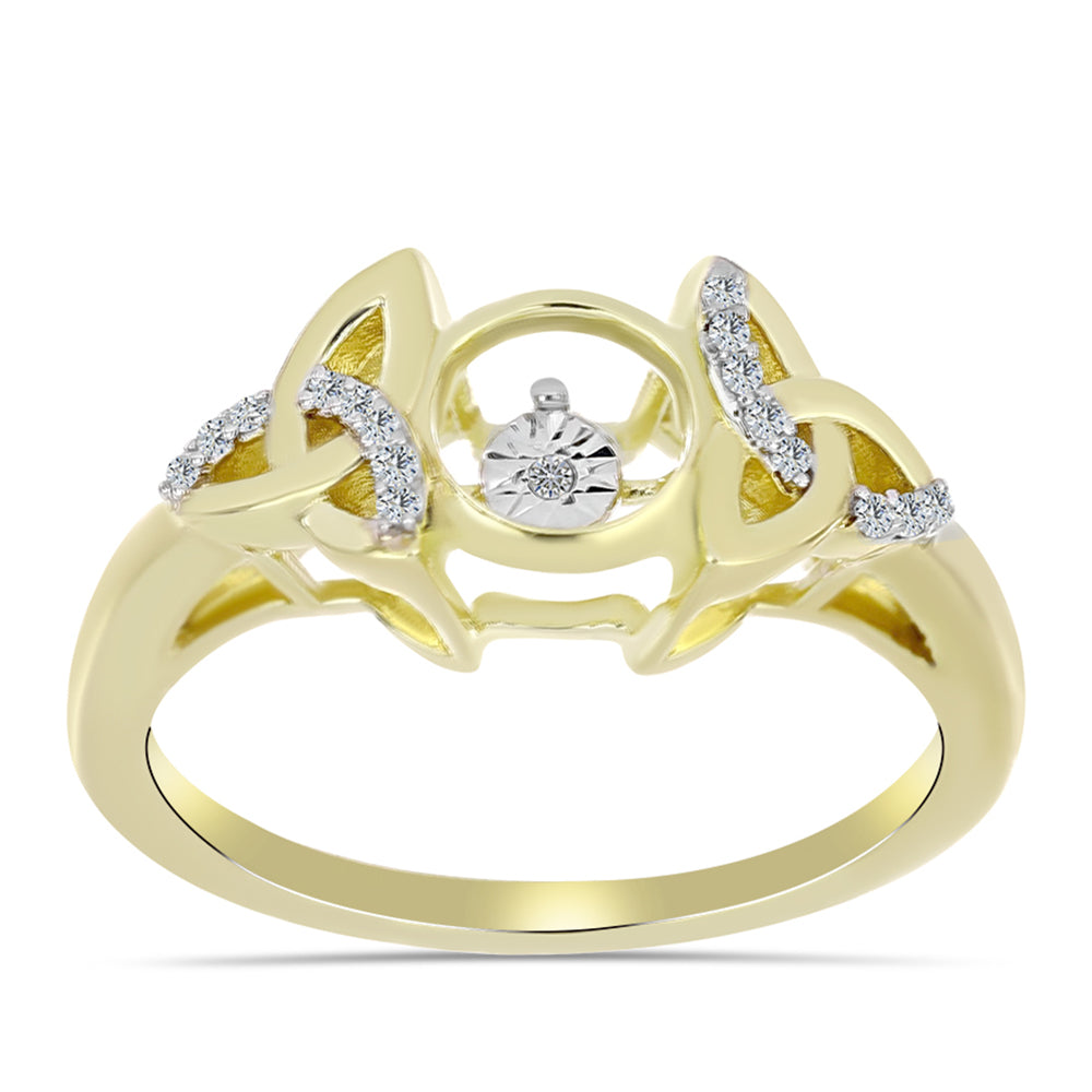 Inel din Argint 925 Placat cu Aur ( 3.78 grame ) cu Diamant Alb și Topaz Alb 0.1 Carate