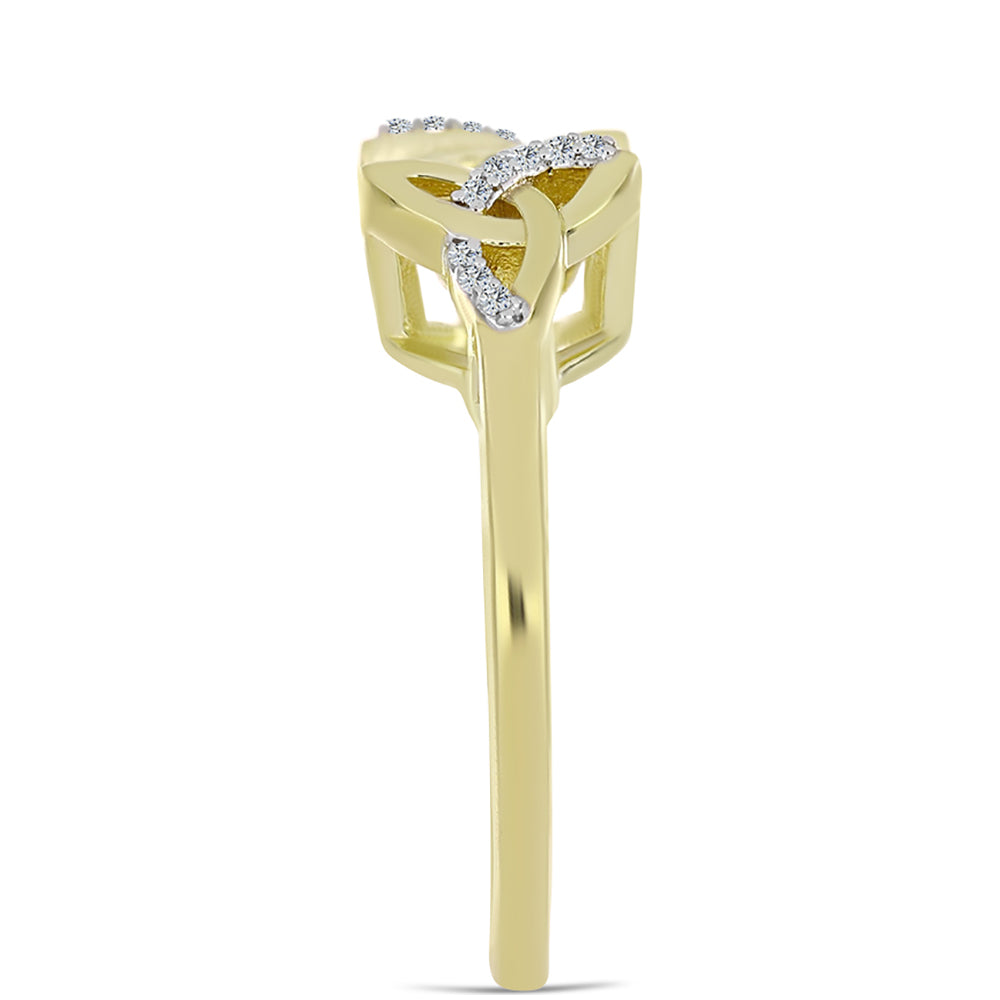 Inel din Argint 925 Placat cu Aur ( 3.78 grame ) cu Diamant Alb și Topaz Alb 0.1 Carate 4 
