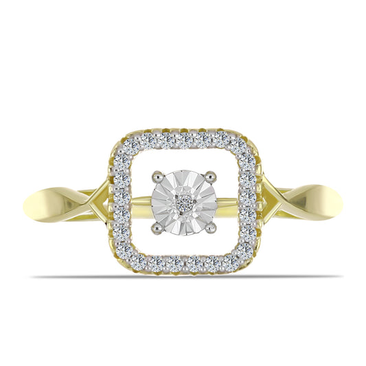Inel din Argint 925 Placat cu Aur ( 4 grame ) cu Diamant Alb și Topaz Alb 0.23 Carate