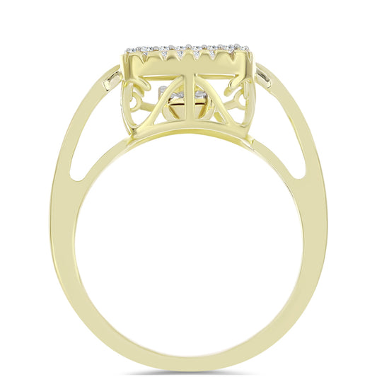 Inel din Argint 925 Placat cu Aur ( 4 grame ) cu Diamant Alb și Topaz Alb 0.23 Carate