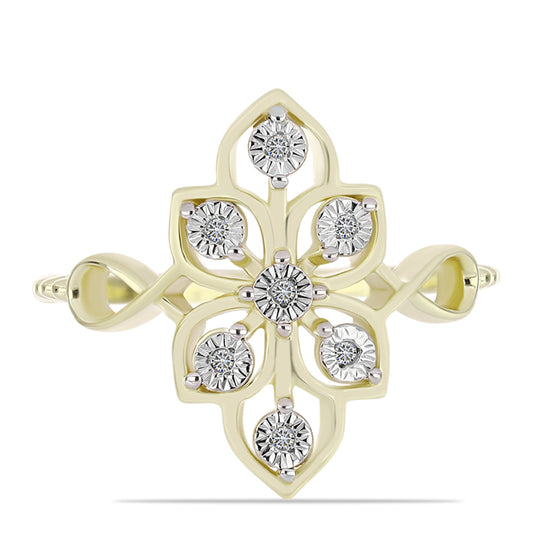 Inel din Argint 925 Placat cu Aur ( 3.24 grame ) cu Diamant Alb 0.04 Carate