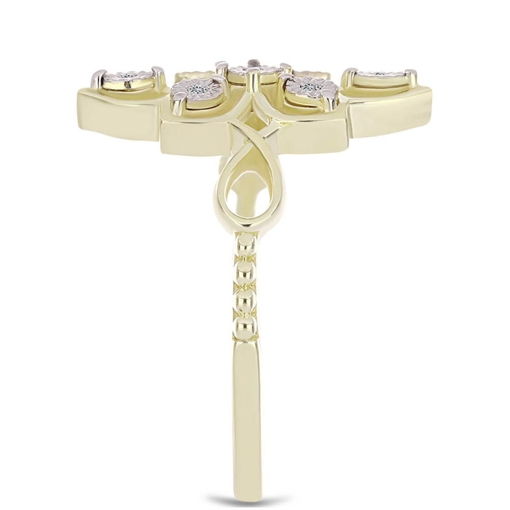 Inel din Argint 925 Placat cu Aur ( 3.24 grame ) cu Diamant Alb 0.04 Carate 4 