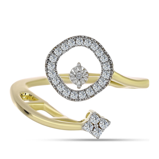 Inel din Argint 925 Placat cu Aur ( 3.39 grame ) cu Diamant Alb și Topaz Alb 0.27 Carate