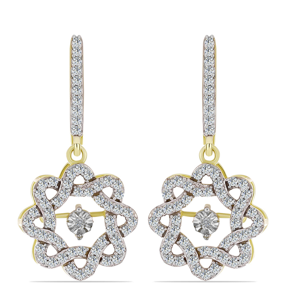 Cercei din Argint 925 Placat cu Aur ( 5.54 grame ) cu Diamant Alb și Topaz Alb 1.06 Carate