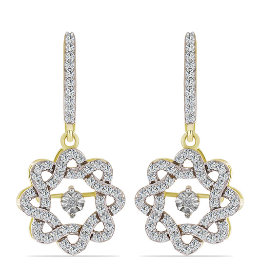 Cercei din Argint 925 Placat cu Aur ( 5.54 grame ) cu Diamant Alb și Topaz Alb 1.06 Carate