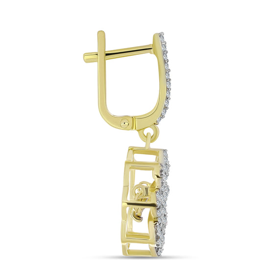 Cercei din Argint 925 Placat cu Aur ( 5.54 grame ) cu Diamant Alb și Topaz Alb 1.06 Carate