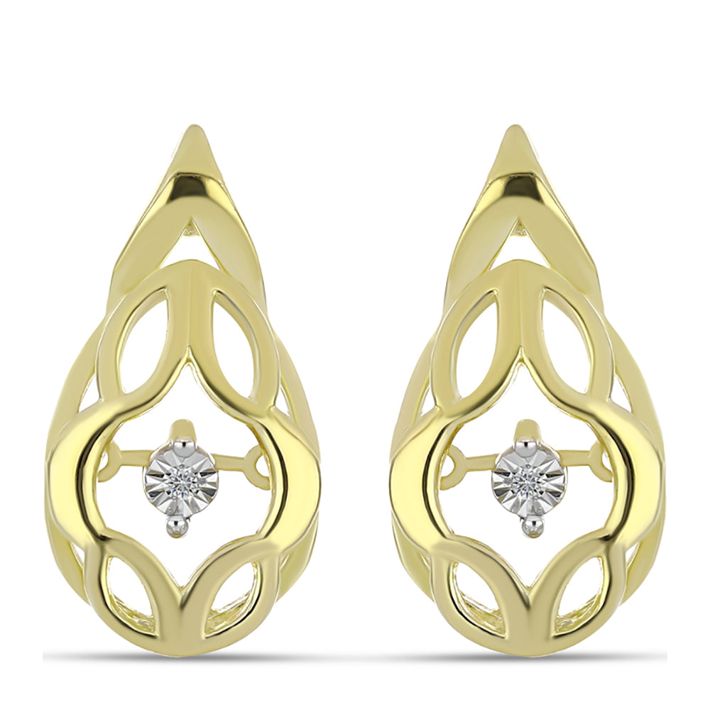 Cercei din Argint 925 Placat cu Aur ( 4.91 grame ) cu Diamant Alb 0.01 Carate