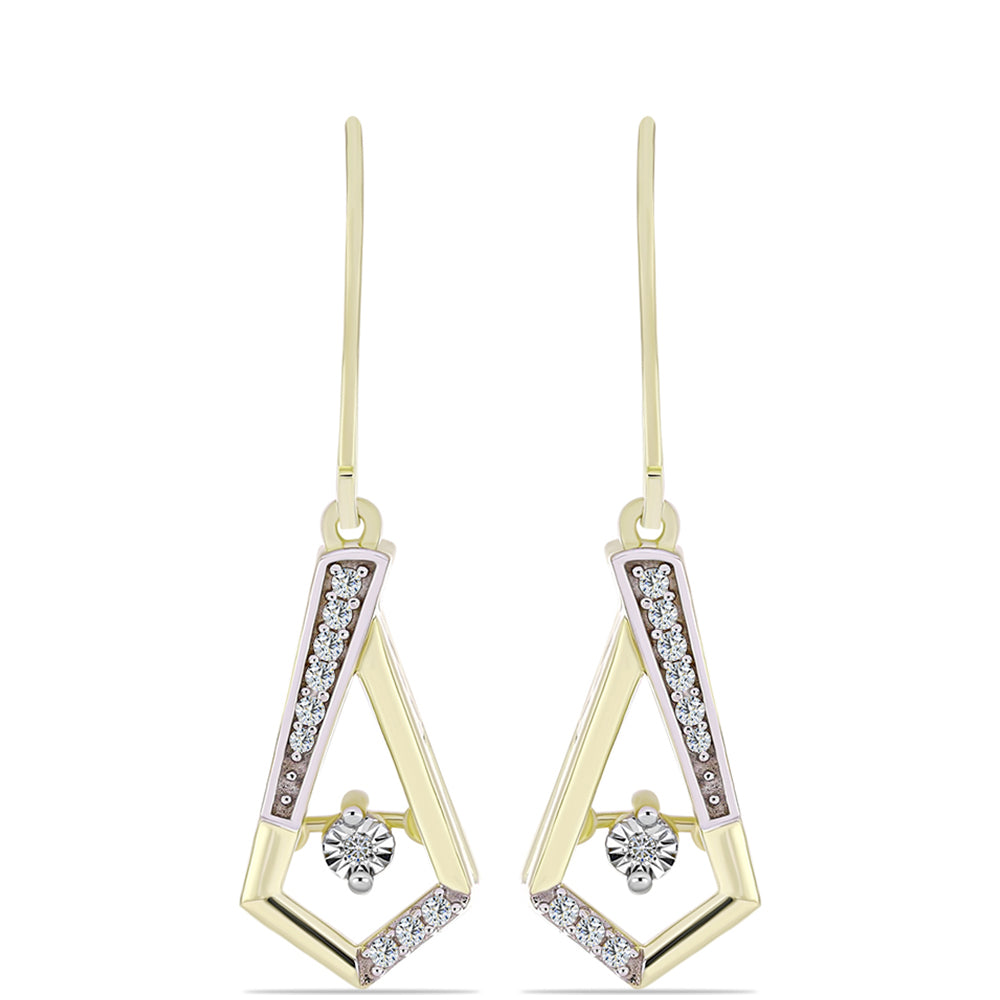 Cercei din Argint 925 Placat cu Aur ( 3.77 grame ) cu Diamant Alb și Topaz Alb 0.17 Carate 1 