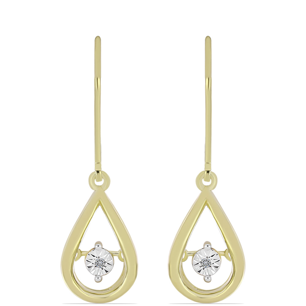 Cercei din Argint 925 Placat cu Aur ( 3.64 grame ) cu Diamant Alb 0.01 Carate