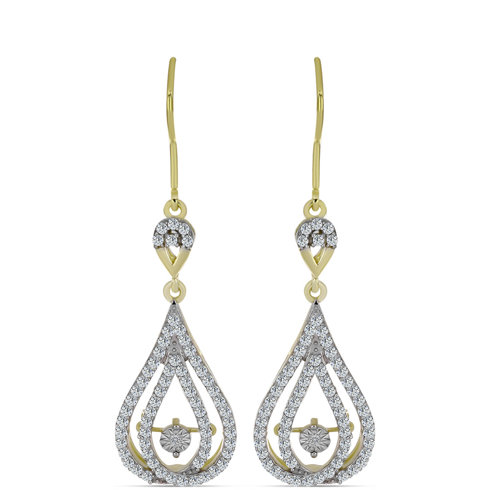 Cercei din Argint 925 Placat cu Aur ( 4.17 grame ) cu Diamant Alb și Topaz Alb 1.17 Carate